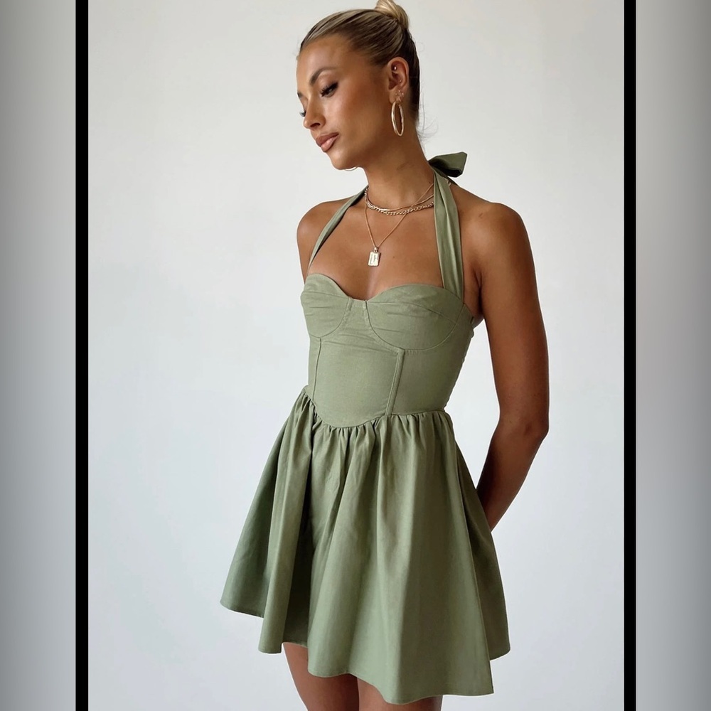 NWT Princess Polly Lyle Mini Dress Sage Size 8 US